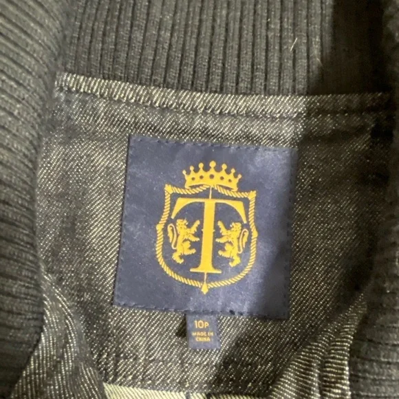 Talbots Dark Wash Denim Full Zip Front Jacket Knit Collar‎ Womens Sz 10P - Picture 5 of 6